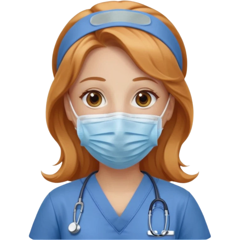 nurse with long strawberry blonde hair with brown eyes emoji