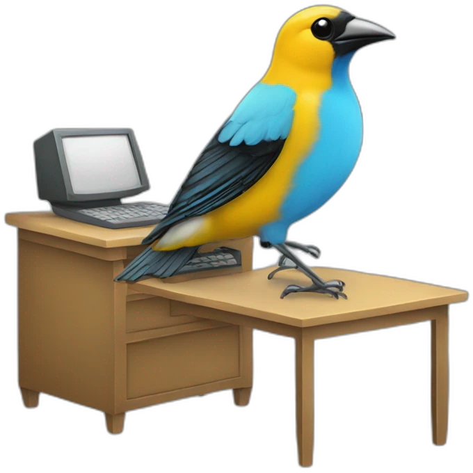 tanager working computer emoji