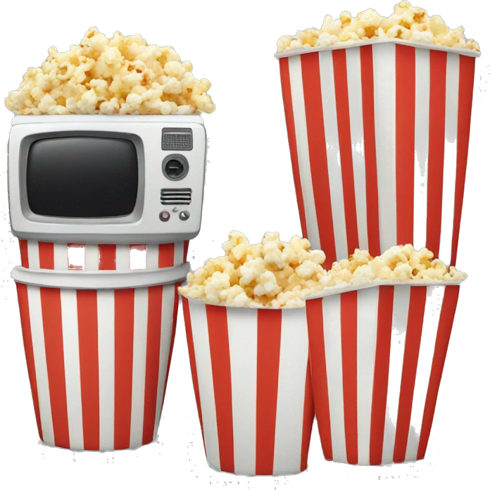 Popcorn in a striped cup with a TV emoji