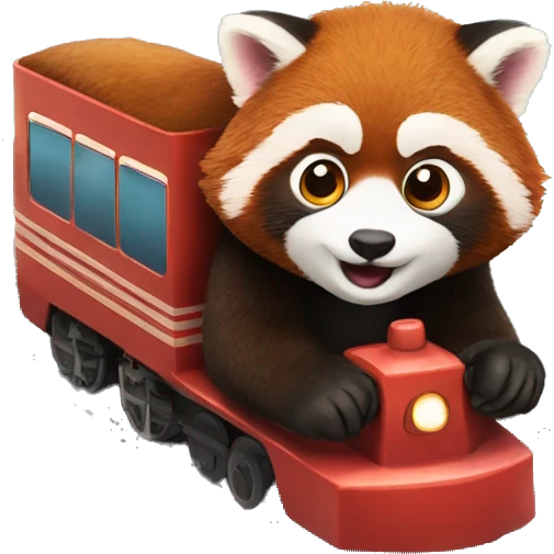 red panda driving a train emoji