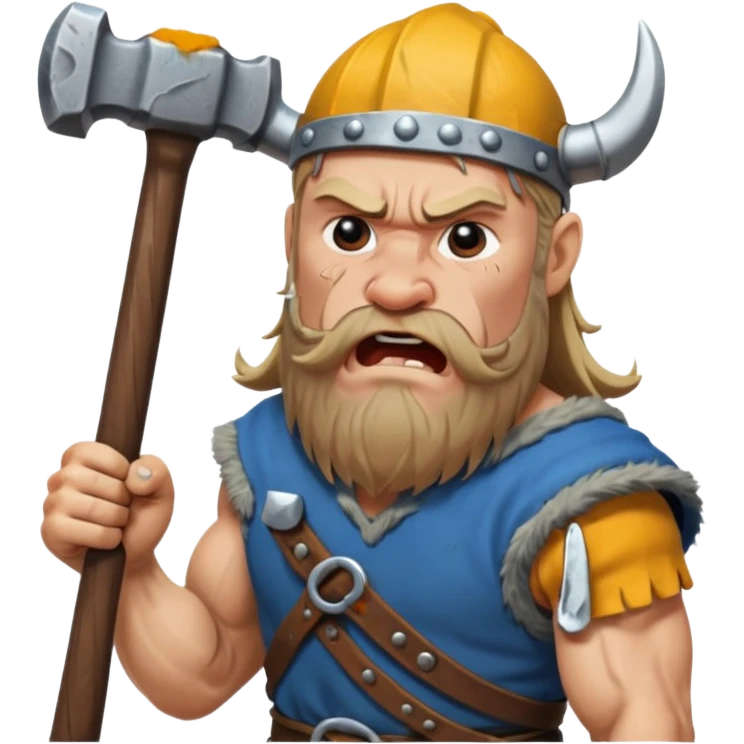 Viking crying, hammer emoji