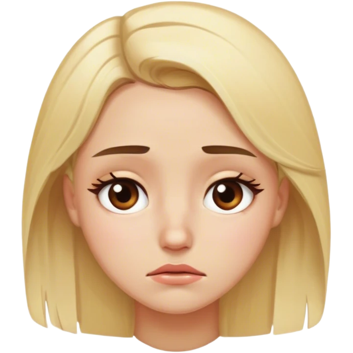 blonde model, brown eyes, teary-eyed sadness  emoji