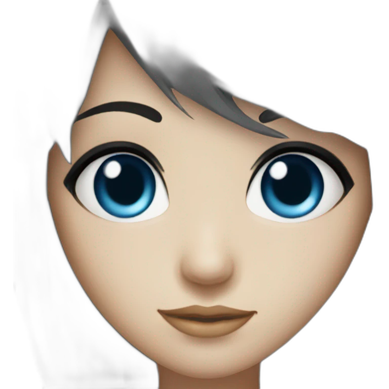 girl blue eyes with long black hair and a fringe emoji