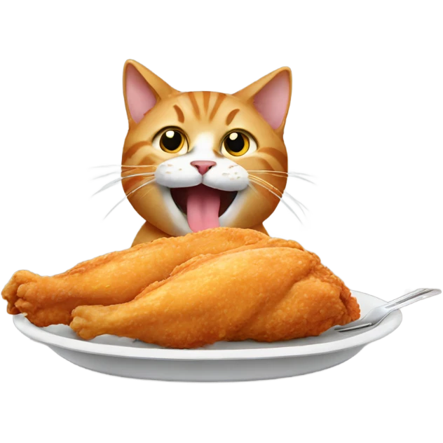 Cat eating chicken tender emoji