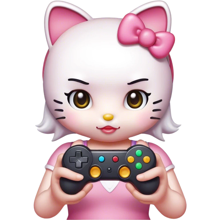 Hello kitty holding game controller emoji