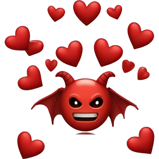 demonio rojo con corazones am emoji