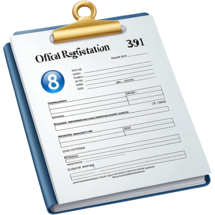 legal document with a unique number, representing a business registration or fiscal code emoji