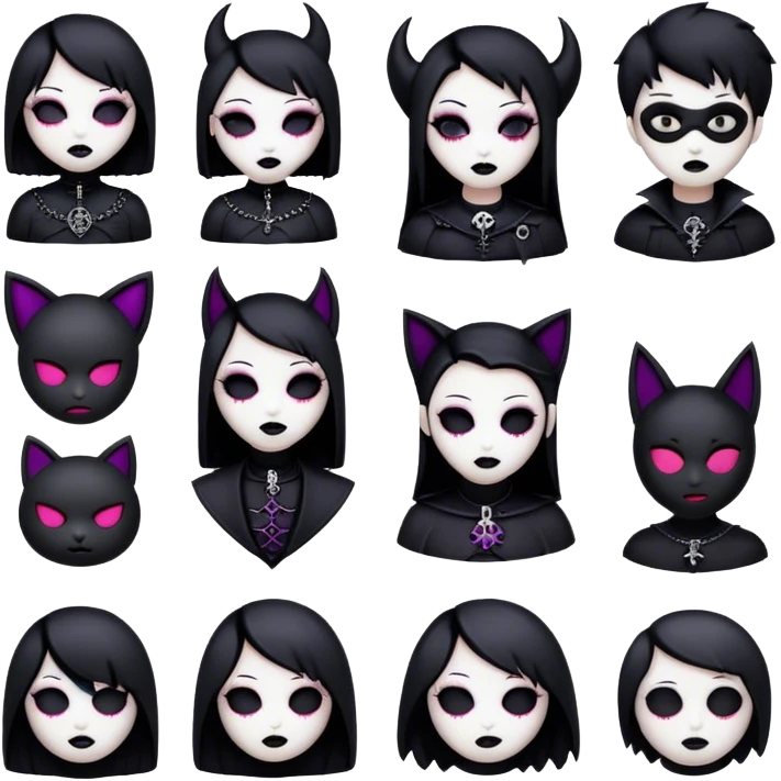 Create an emojies list kinky dark goth  emoji