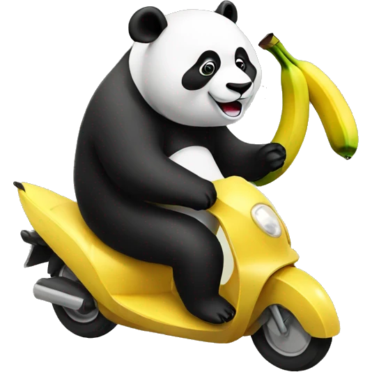 Panda riding a banana emoji