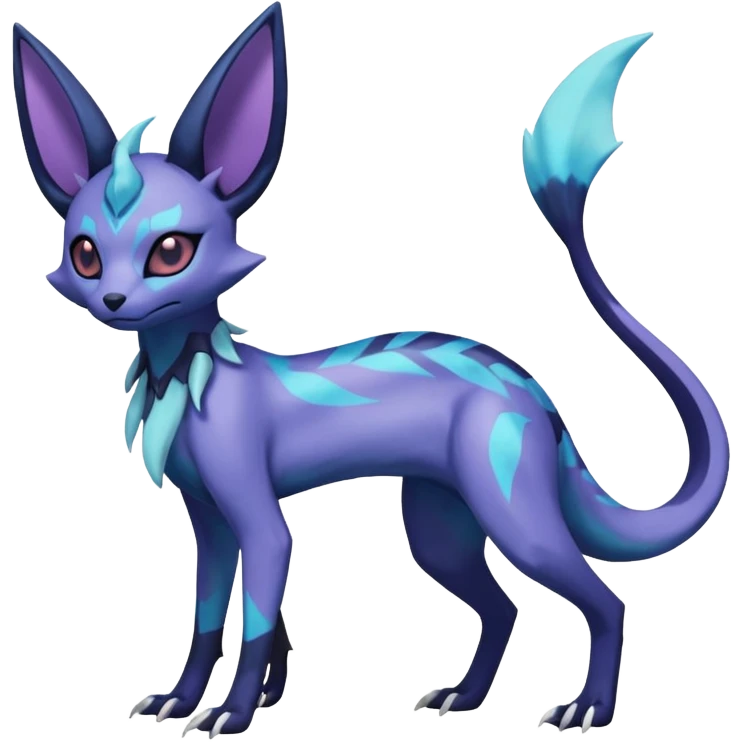 Rare epic aesthetic iridescent spooky gloomy colorful Salandit-Glaceon-Espeon-Genet-species-Fakemon-hybrid-creature, with markings, full body emoji