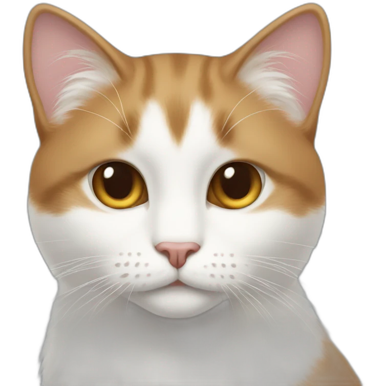 white cat with a little bit brown fur and half brown fur mouth emoji