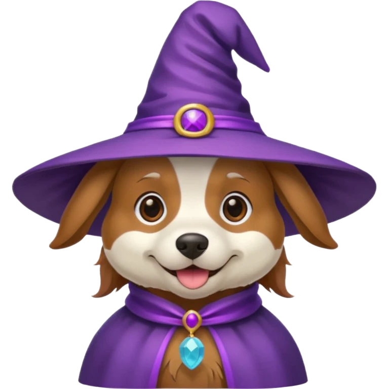 dog wear purple wicth hat emoji