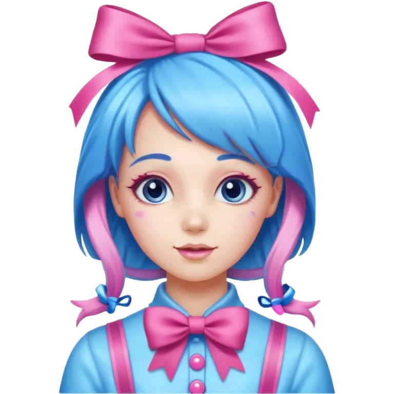 candy girl from candyland long blue pink mixed candy hair with ribbon and  emoji