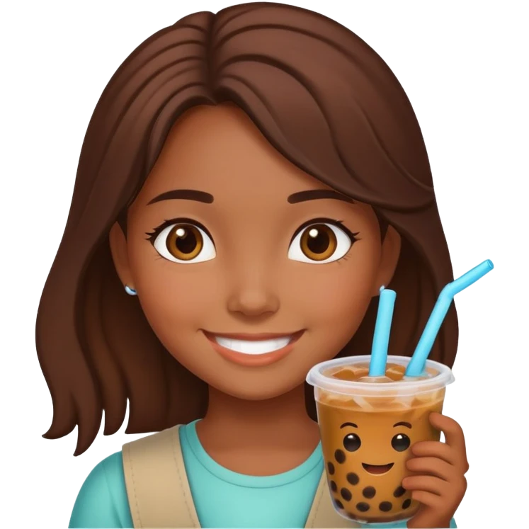 Girl with boba emoji
