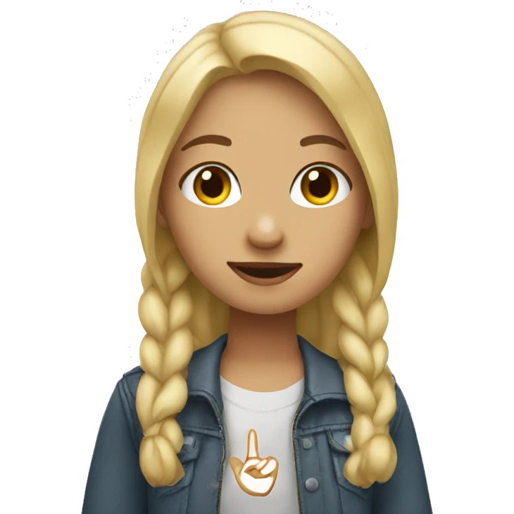Blonde girl with peace sign emoji