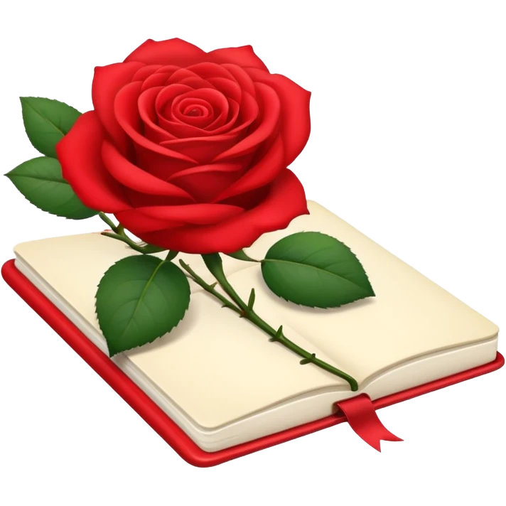 notebook  and rose emoji