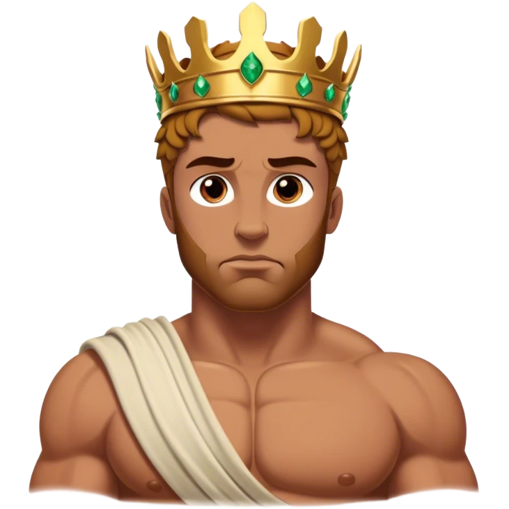 Cinematic Realistic Hercules Portrait, depicted with lifelike, sun-kissed skin and a robust, muscular physique that radiates both power and gentle nobility. His intense, kind eyes and regal expression are complemented by classical Greek attire and a laurel crown, rendered under dynamic lighting that highlights every chiseled detail. emoji
