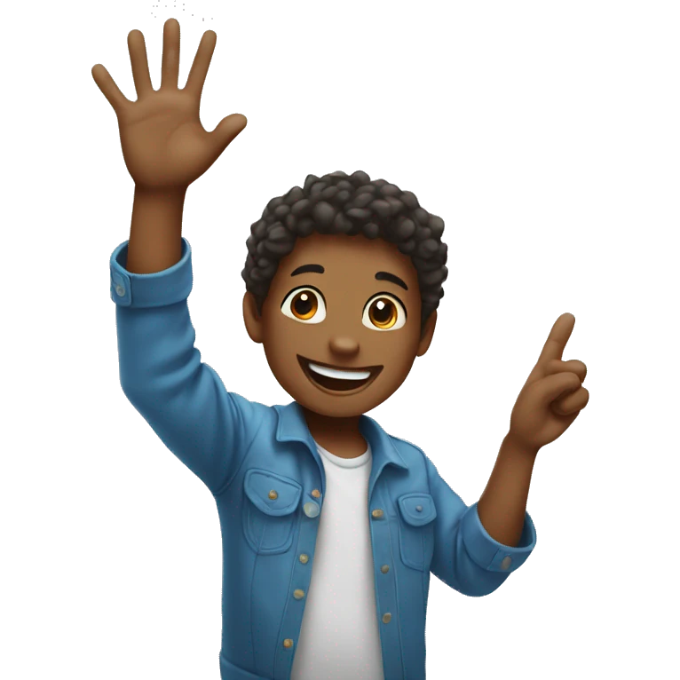 happy kids raising one hand emoji
