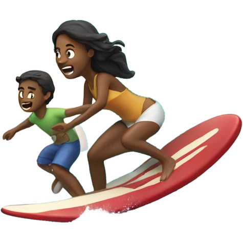 An emoji of one guy surfing and his girlfriend singing emoji