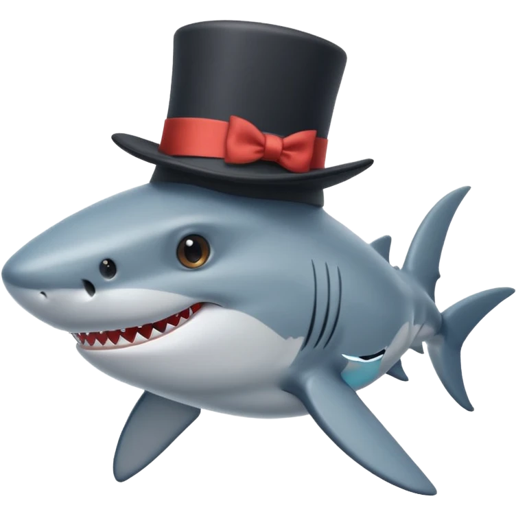Shark with a top hat emoji