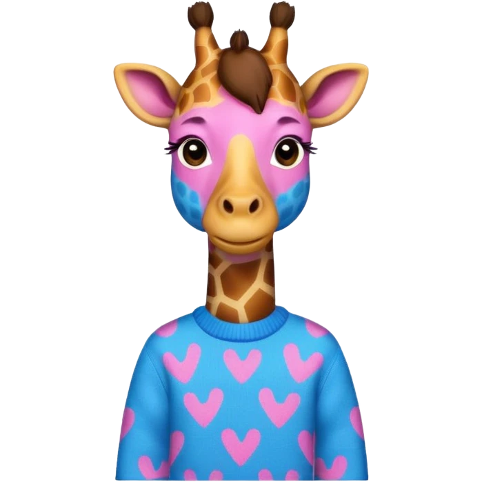 giraffe wearing blue and pink sweater emoji