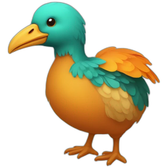 Dodo with orange beak and teal body emoji