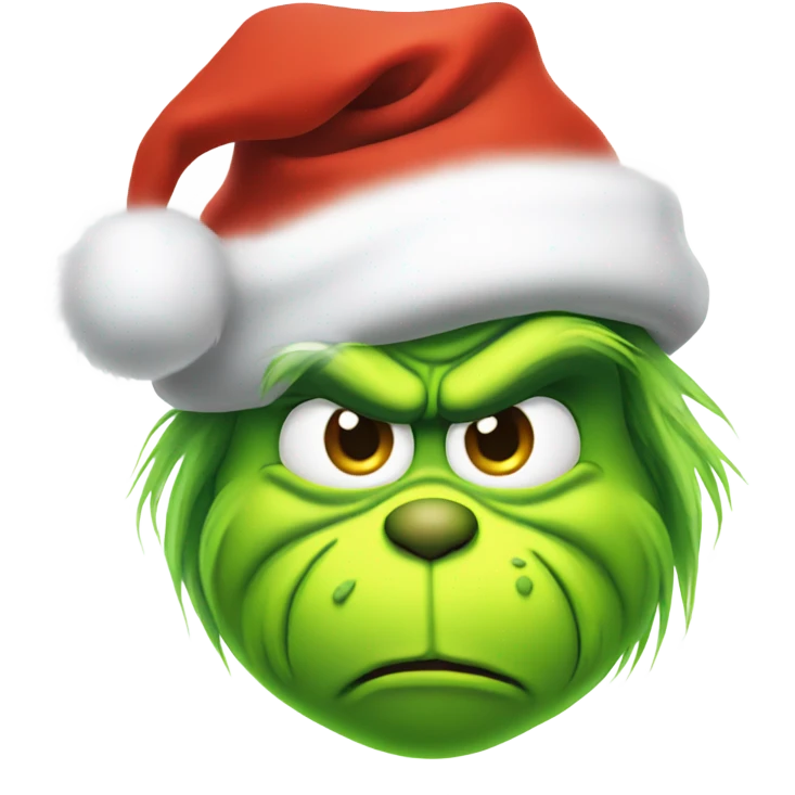 Grinch wearing a Santa hat emoji