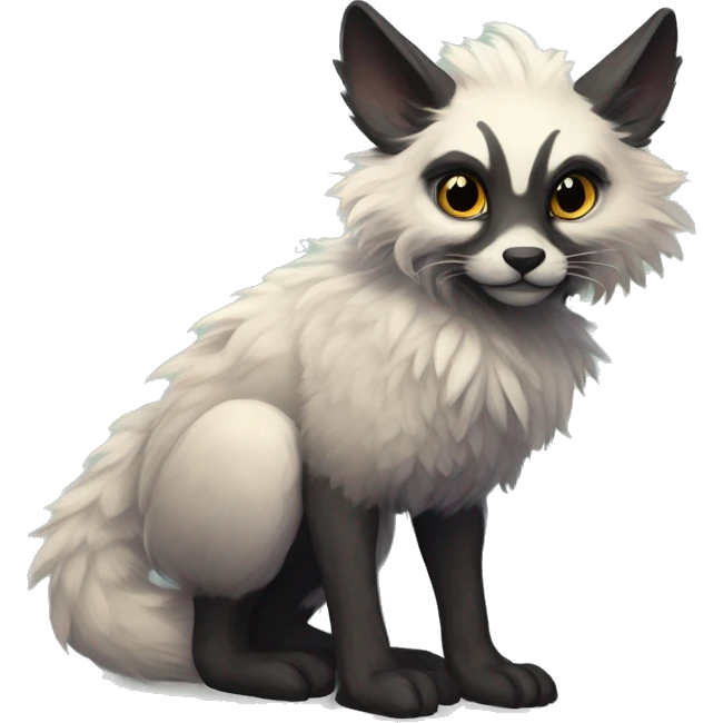 Modern Realistic Rare Fantasy Fluffy Slim Vernid-Trico-Melprin-species by LiLaiRa, by Falvie, full body emoji