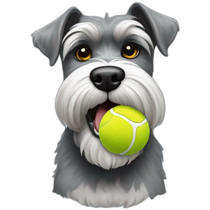 Full body schnauzer tennis ball in mouth emoji