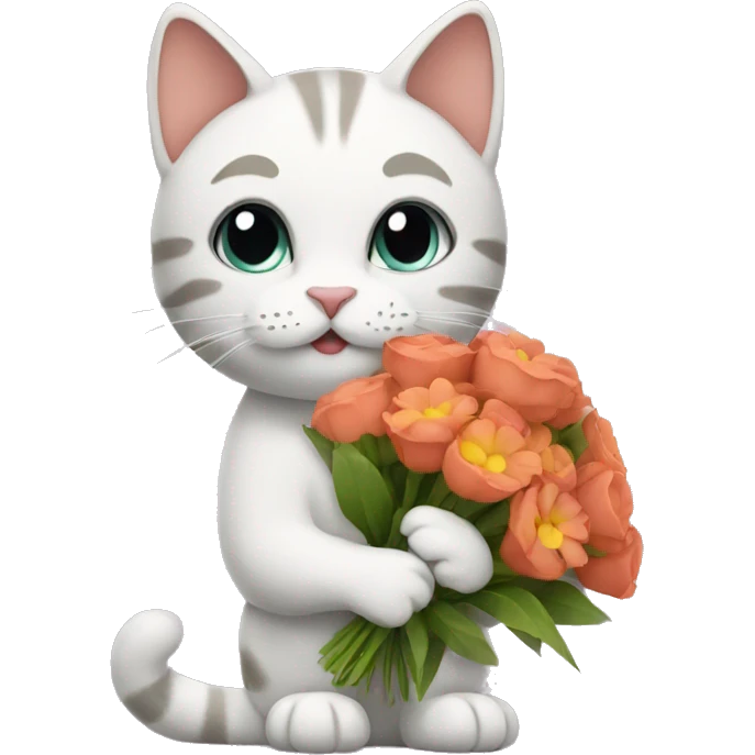 cat holding flowers emoji