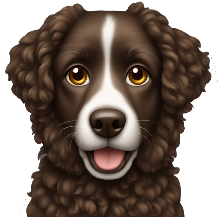 Dark brown dog with curly fur emoji