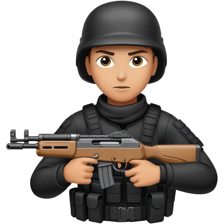 A call of duty like character hold a kar98 dressed in all black aiming in for a quick shot emoji