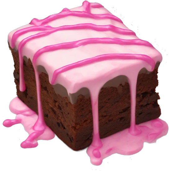 Chocolate brownie with pink drizzle icing emoji