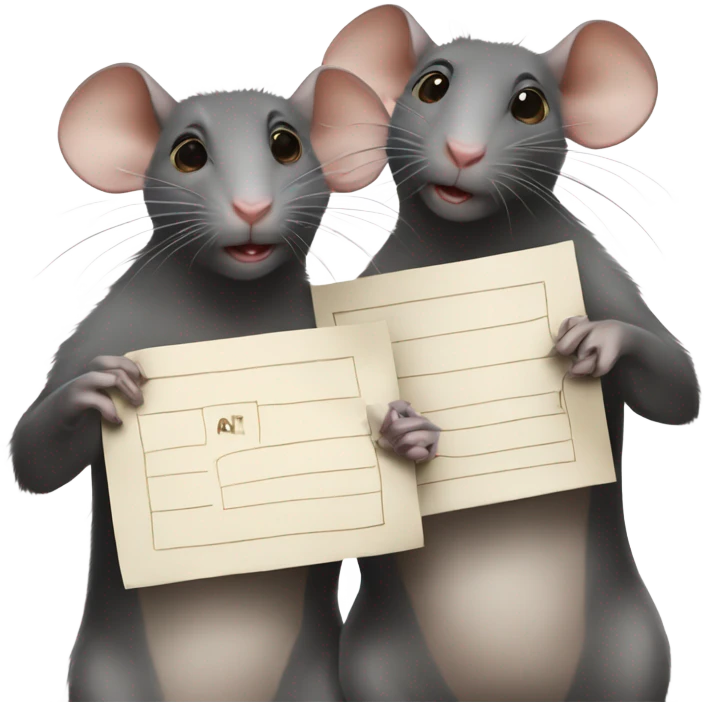 Two rats are holding a poster with the inscription "ALINGHT" emoji