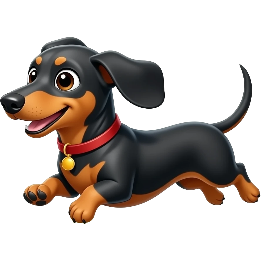 whimsical running dachshund wide eyes full body emoji