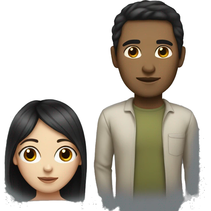 Dark hair olive skin woman and dark hair pale skin man emoji