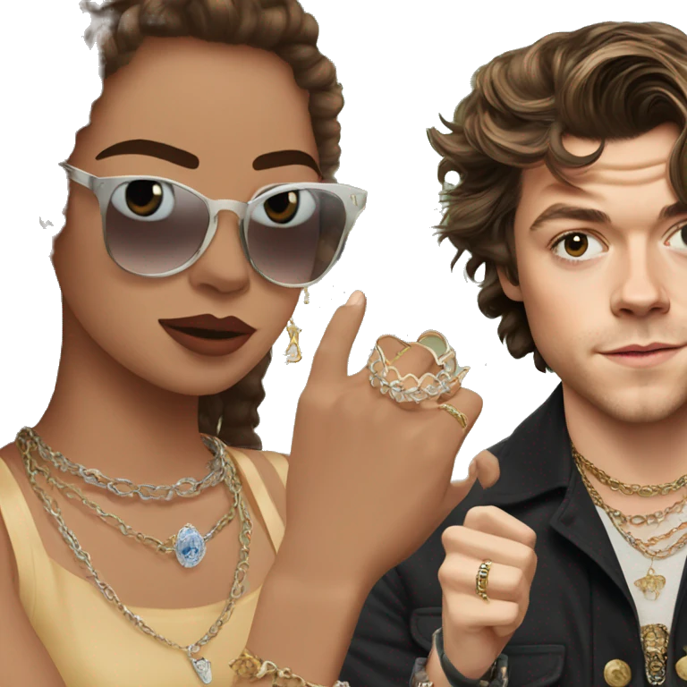 girl with jewelry outdoors with harry styles emoji