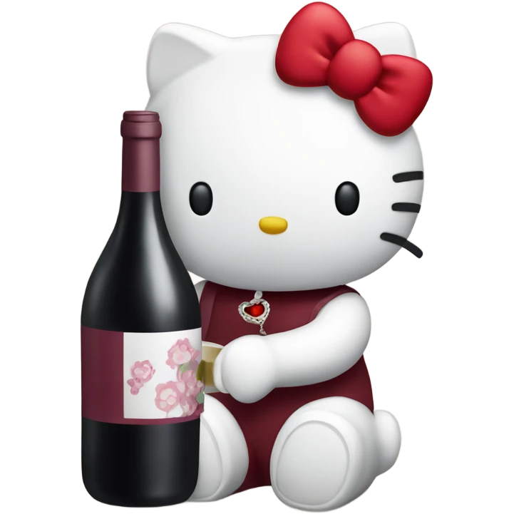 Hello Kitty drinking red wine emoji
