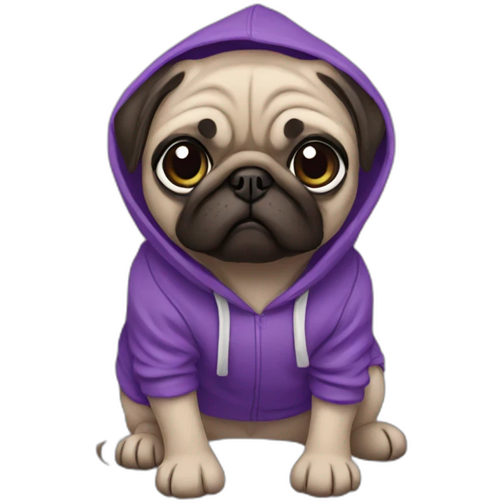 pug in purple hoodie emoji