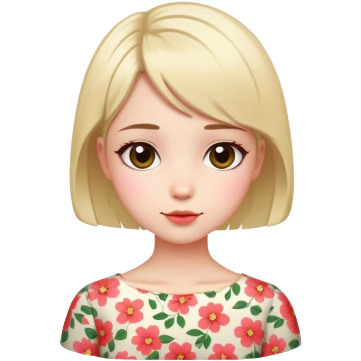 cute girl, with short hair and flower blouse emoji