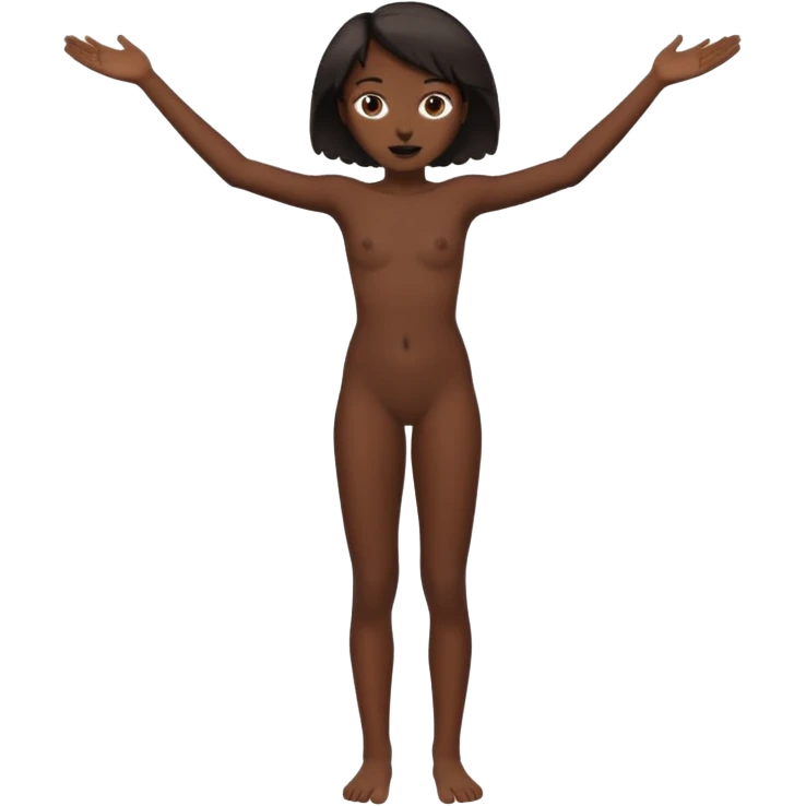 Full body nude teen black girl with actual black colored skin standing with legs spread wide open emoji