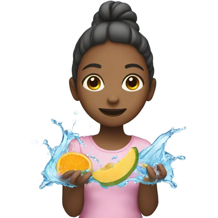 Girl with water splash fruit emoji