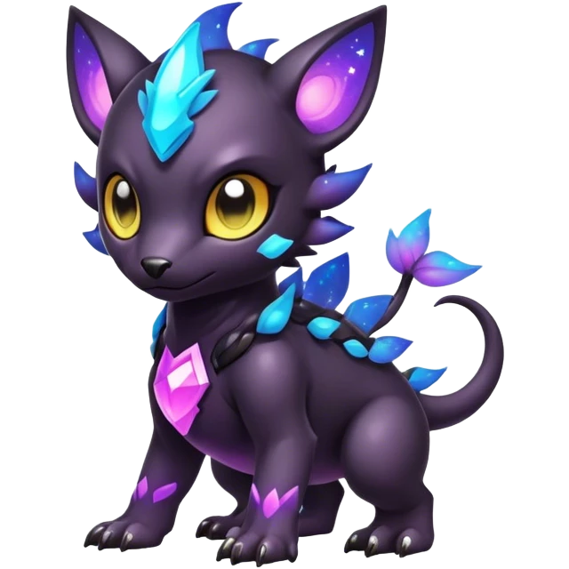 Cute cool colorful dark nebula fantasy-Fakemon-Digimon-animal-hybrid full body emoji