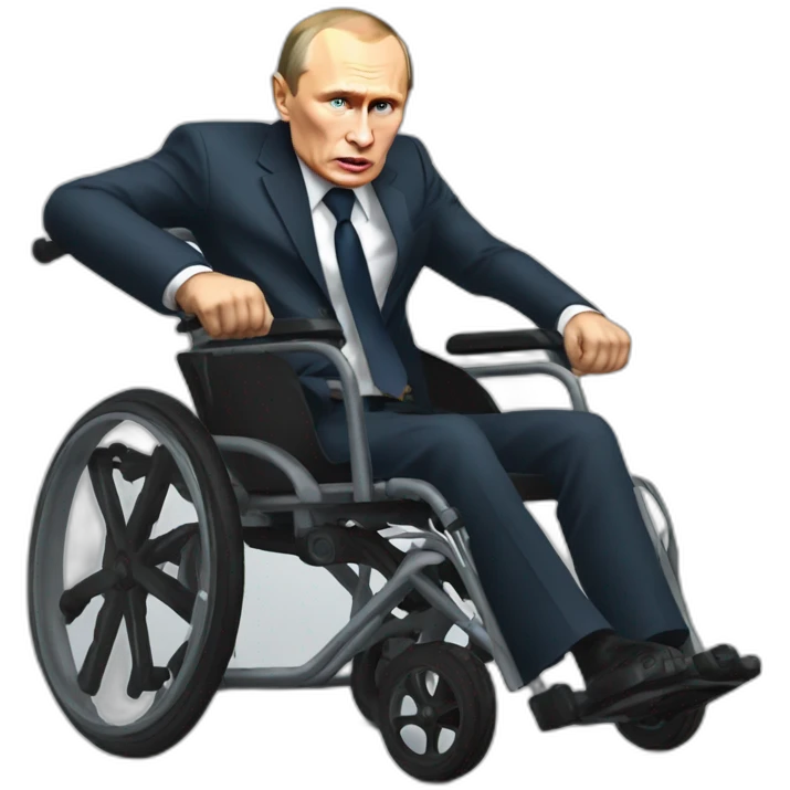 furious vladimir putin monke rides small wheelchair emoji