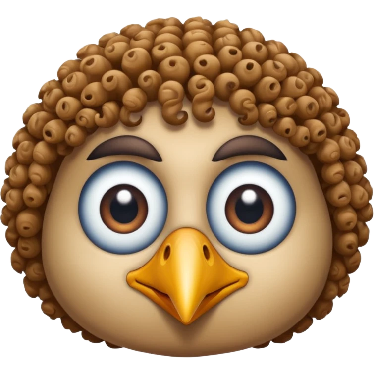 bird with curly hair two eye emoji
