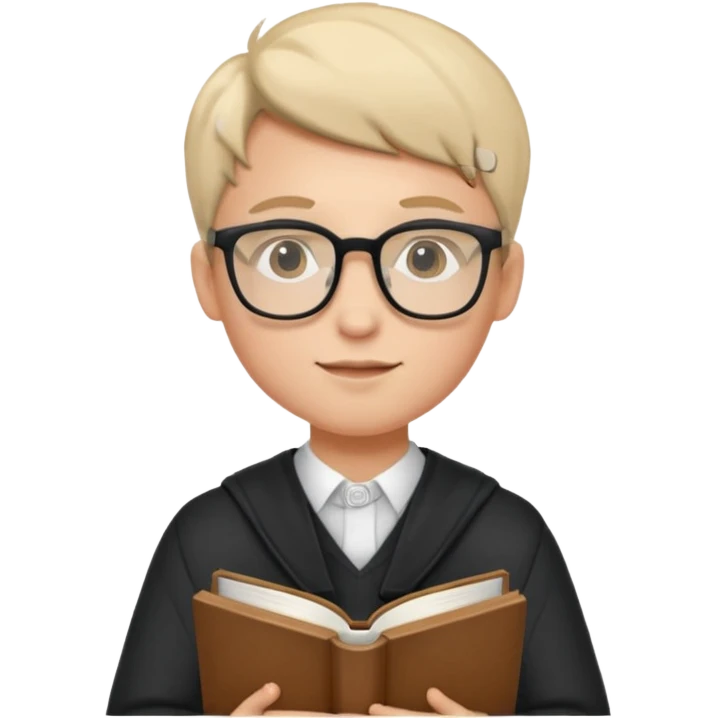A student wearing glasses, hold book in front of their chest emoji
