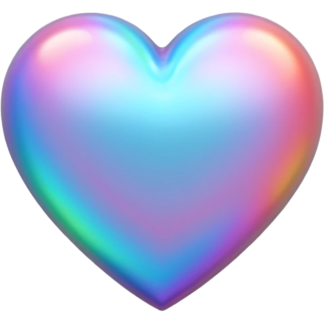 Holographic style and finish, isolated, rendering,8k heart shaped emoji