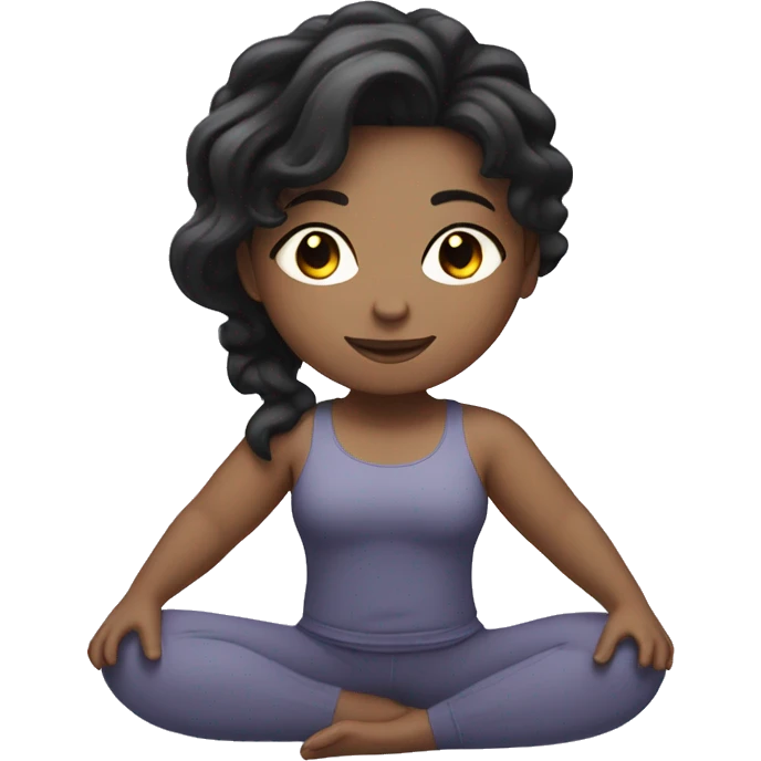 Girl with white skin and black-wavy hair, doing yoga or Pilates emoji