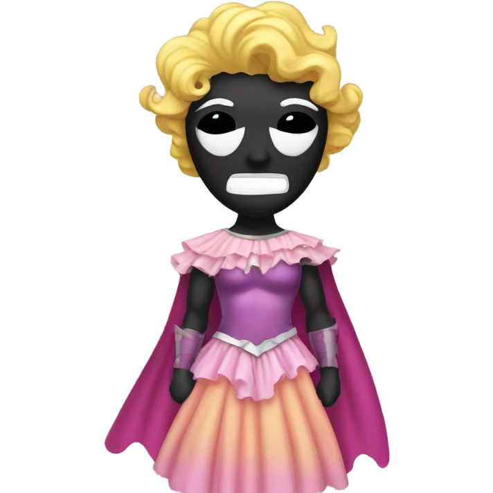 A man wearing princess dress and batman mask emoji