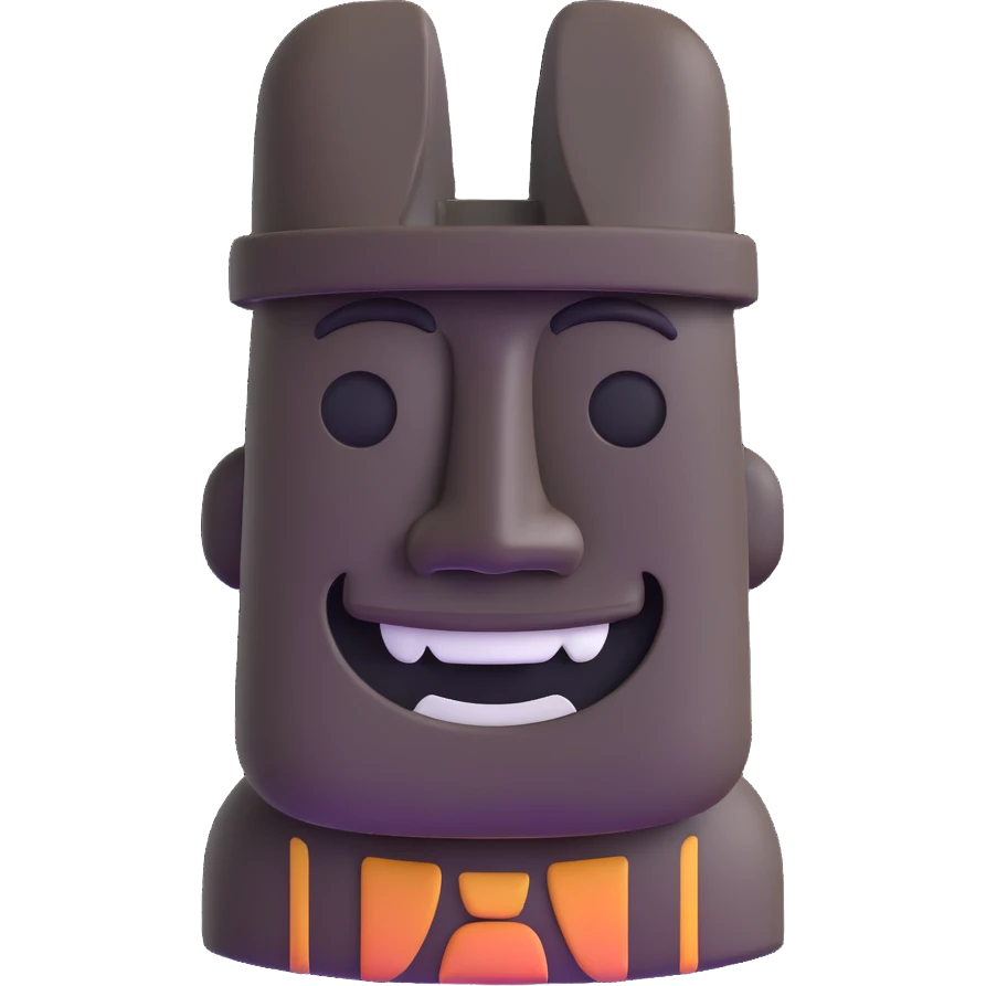 moai emoji with a happy face emoji
